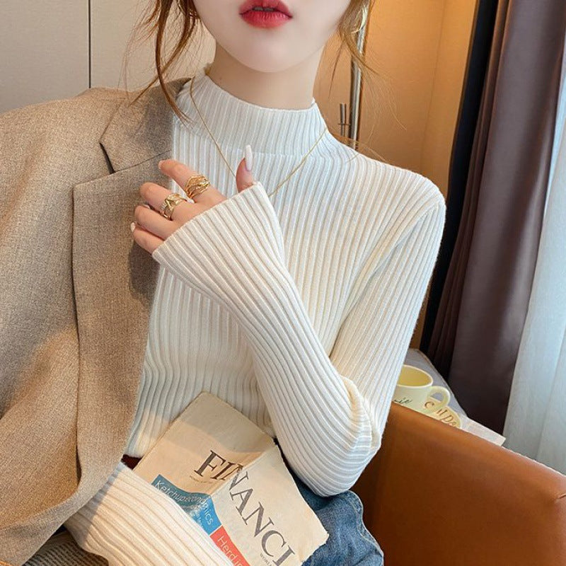 Half-neck sweater for women, slim-fit knitted fabric
