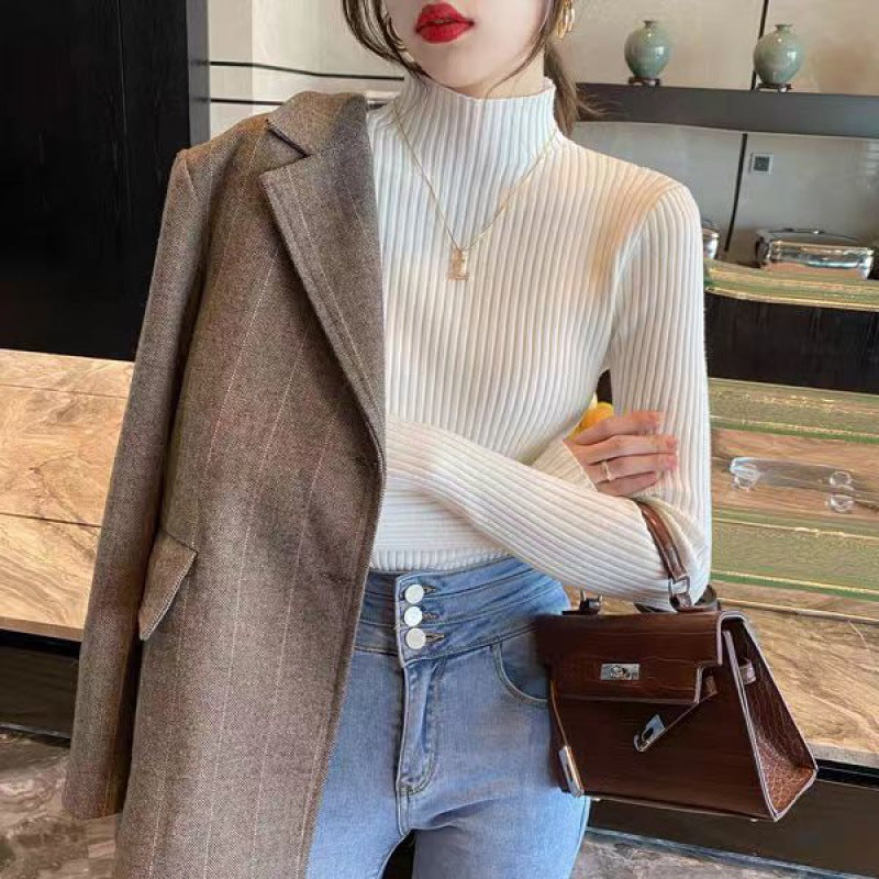 Half-neck sweater for women, slim-fit knitted fabric
