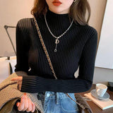 Half-neck sweater for women, slim-fit knitted fabric