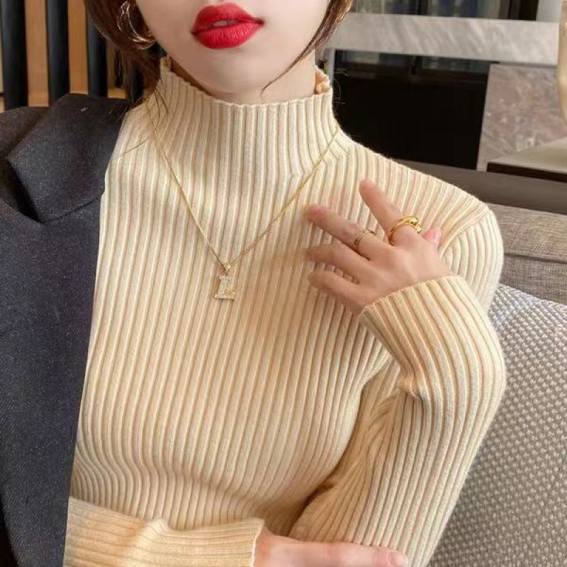 Half-neck sweater for women, slim-fit knitted fabric